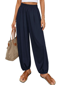 PRETTYGARDEN Womens 2026 Summer Casual Pants High Waisted Loose Wide Leg Palazzo Pockets Lounge Beach Travel Trousers Outfits