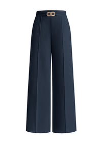 PRETTYGARDEN Women's High Waisted Dressy Casual Pants | Decoration Buckle,Front Seam Trousers with Pockets,Business Casual Outfits,Work Office Slacks,Daily Palazzo Pants All Season