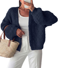 PRETTYGARDEN Women's Fall Cardigan Open Front Chunky Sweaters | Cozy Stretchy Knitwear, Long Sleeve Drop Shoulder, Loose Fit Crochet Jacket, Trendy Holiday Outfits, Warm Winter Clothing