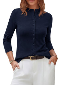 PRETTYGARDEN Womens Fall Lightweight Knit Cardigan Sweater | Button Down Long Sleeve Crew Neck,Soft Ribbed Knit Slim Fit,Business Casual Going Out Travel Outfits,Fashion Clothing 2026