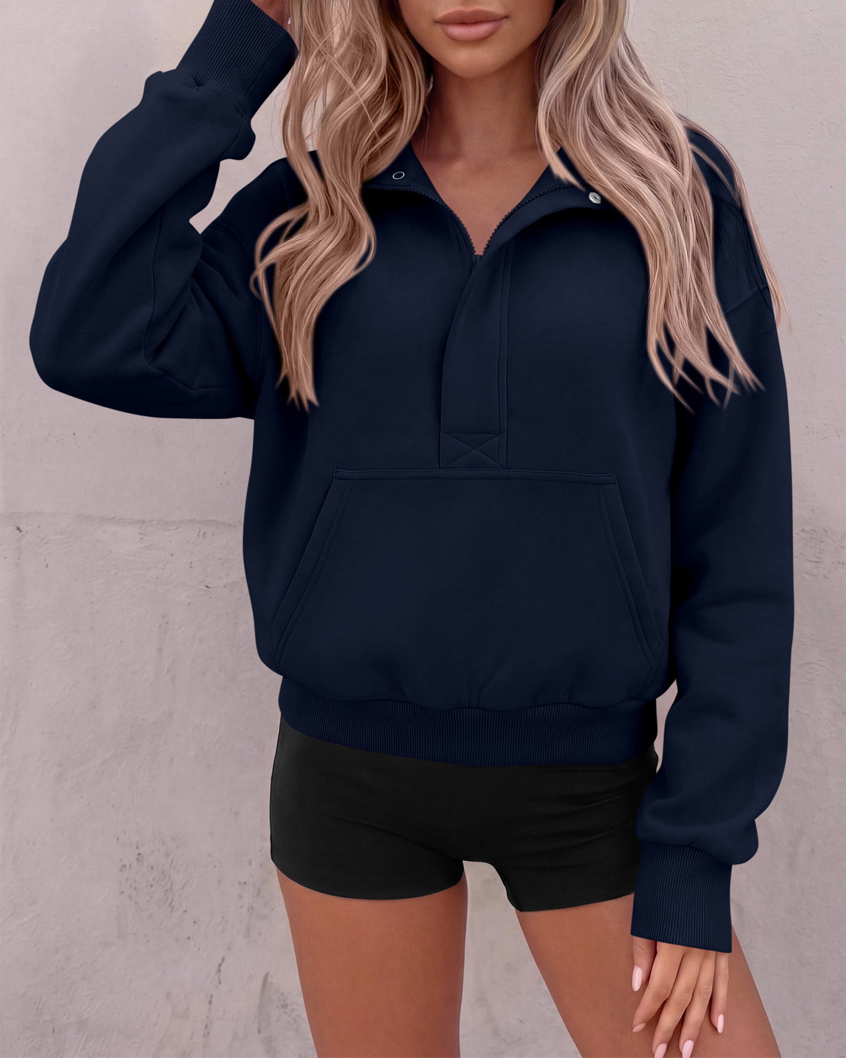 PRETTYGARDEN Womens Long Sleeve Quarter Zip Crop Sweatshirts | Mock Neck FLeece Sweatshirt, Button up Henley Neck Pullover, Relaxed Fit Cropped Tops, Casual Lounge Wear, Fall Outfits 2026