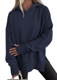 PRETTYGARDEN Womens Oversized Hoodies Side Slit Sweatshirts | Fall Fashion 2026 Trendy Outfits, Thumbholes & Unique Center Seam, Comfort Drop Shoulder Pullover, Chic Tunic for Leggings
