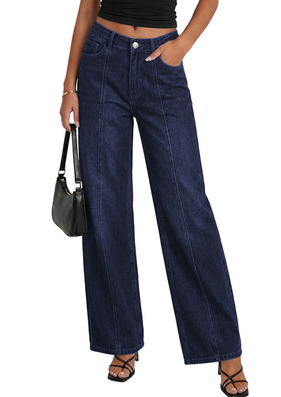 PRETTYGARDEN Women's Wide Leg Jeans High Waisted Stretchy Baggy Seamed Front Denim Palazzo Pants 2026 Summer Fashion Clothes