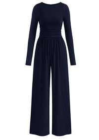 PRETTYGARDEN One Piece Jumpsuits for Women Dressy Casual Long Sleeve Crewneck Wide Leg Romper Overalls Spring Outfits 2026