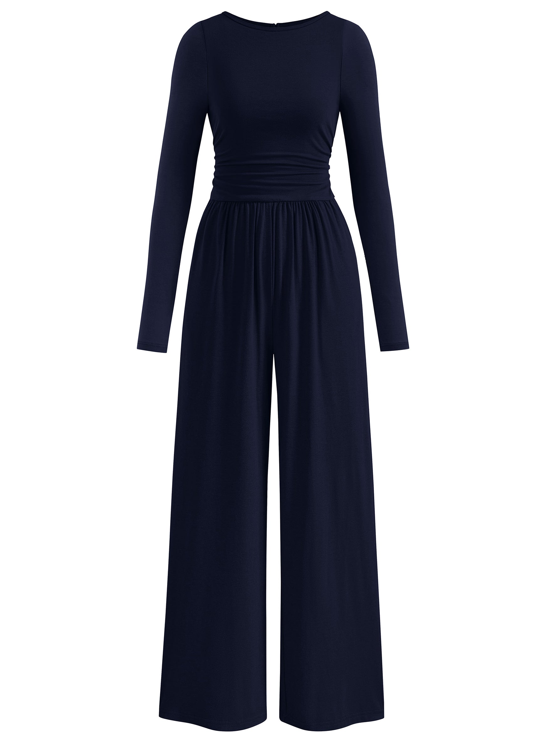 PRETTYGARDEN One Piece Jumpsuits for Women Dressy Casual Long Sleeve Crewneck Wide Leg Romper Overalls Spring Outfits 2026