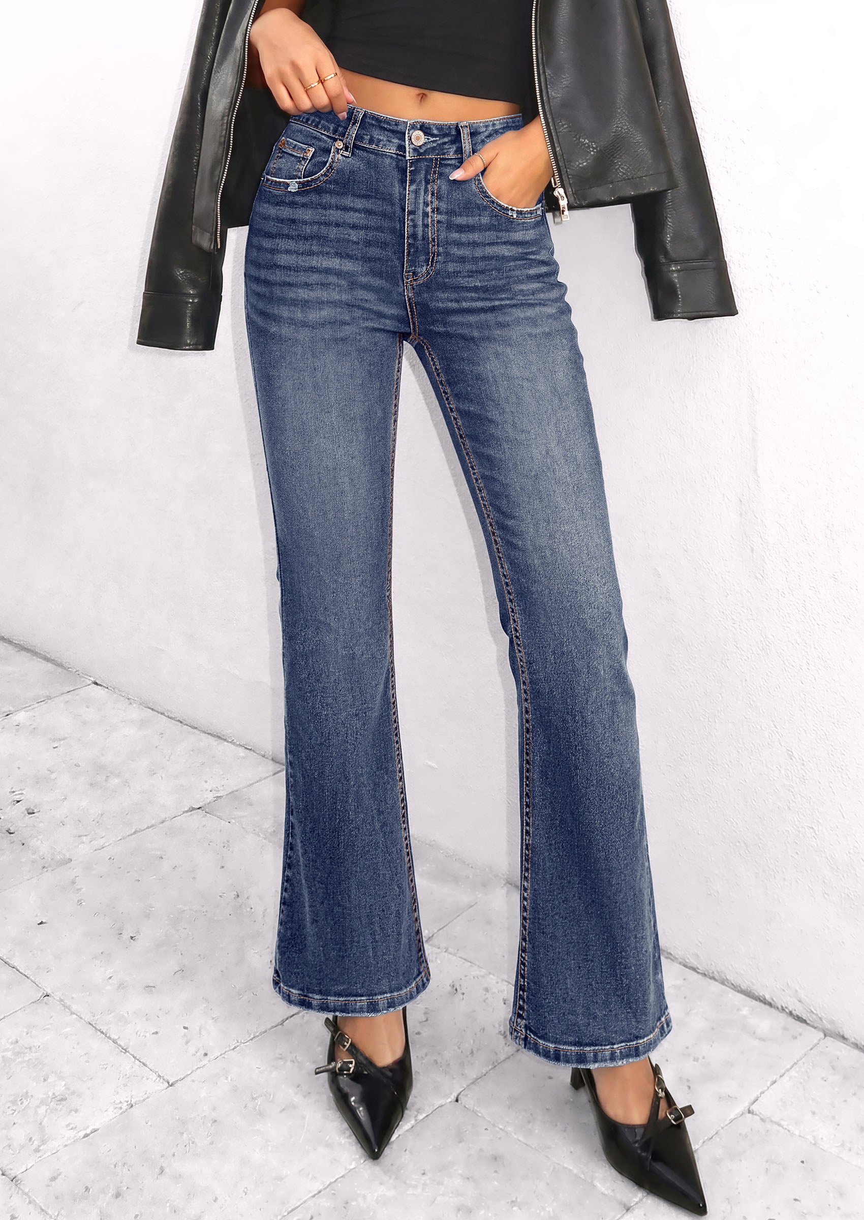 PRETTYGARDEN Womens High Waisted Flare Bell Bottom Jeans | Stretchy Trendy, High Waisted Rise, Flare Bell Bottom, Pockets, Dressy Casual Outfits, Fall Winter Fashion Clothing