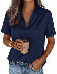 PRETTYGARDEN Women's 2026 Summer Button Down Shirts Short Sleeve Work Tops Dressy Blouses Spring Business Casual Outfits PRETTYGARDEN