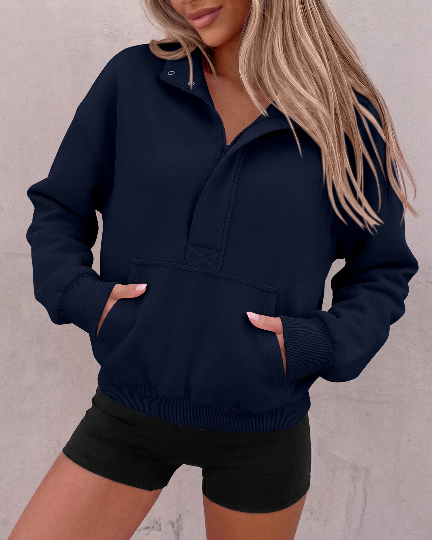 PRETTYGARDEN Womens Long Sleeve Quarter Zip Crop Sweatshirts | Mock Neck FLeece Sweatshirt, Button up Henley Neck Pullover, Relaxed Fit Cropped Tops, Casual Lounge Wear, Fall Outfits 2026