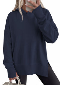 PRETTYGARDEN Womens Oversized Hoodies Side Slit Sweatshirts | Fall Fashion 2026 Trendy Outfits, Thumbholes & Unique Center Seam, Comfort Drop Shoulder Pullover, Chic Tunic for Leggings