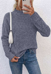 PRETTYGARDEN Womens Sweaters 2026 Mock Neck Ribbed Knit Fall Outfits | Long Sleeve Pullover Tops, Rolled Edge, Loose Fit, Soft Cotton Fabric, Comfy Cozy Sweater, Versatile Casual Cute Clothes