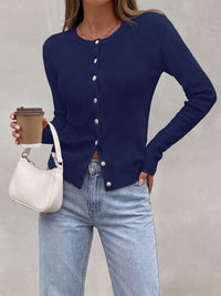 PRETTYGARDEN Fall Fitted Cardigan Sweaters for Women Button Down  | Basic Crewneck Long Sleeve Sweater Tops, Ribbed Trim, Slim Fit, Open Front, Daily Wear, Work, Date, Travel, Fashion Clothing