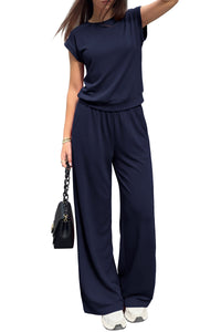 PRETTYGARDEN Women's Summer 2 Piece Lounge Sets 2026 Cap Sleeve Tops Wide Leg Pants Workout Sets Loose Casual Tracksuit PRETTYGARDEN