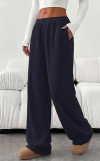 PRETTYGARDEN Fall Womens Sweatpants Baggy Wide Leg Pants with Pockets | Elastic Waist Loose Trousers Pants for Women, Pleated Front Soft Cotton Sweatpants Women, Fashion Outfits,Jogger Sweatpant