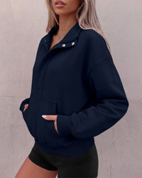 PRETTYGARDEN Womens Long Sleeve Quarter Zip Crop Sweatshirts | Mock Neck FLeece Sweatshirt, Button up Henley Neck Pullover, Relaxed Fit Cropped Tops, Casual Lounge Wear, Fall Outfits 2026