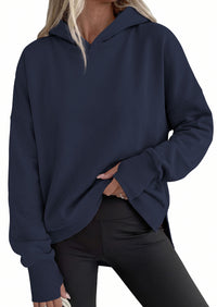 PRETTYGARDEN Womens Oversized Hoodies Side Slit Sweatshirts | Fall Fashion 2026 Trendy Outfits, Thumbholes & Unique Center Seam, Comfort Drop Shoulder Pullover, Chic Tunic for Leggings