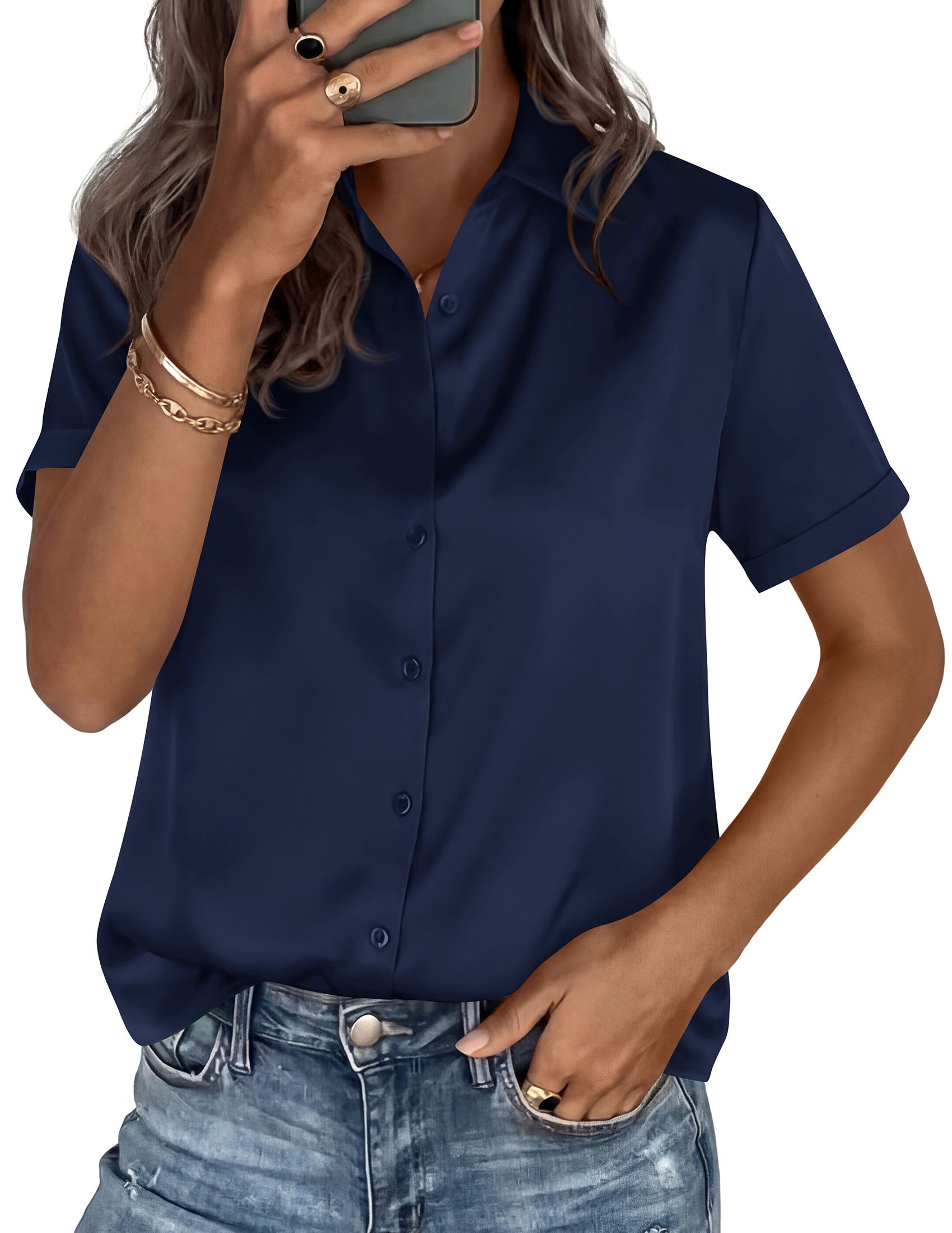 PRETTYGARDEN Women's 2026 Summer Button Down Shirts Short Sleeve Work Tops Dressy Blouses Spring Business Casual Outfits PRETTYGARDEN