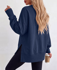 PRETTYGARDEN Womens Long Sleeve Loose Crewneck Sweatshirts with Thumb Hole | Soft Cozy Fleece Basic Side Slit Oversized Pullover Tops, Workout Casual Daily Wear, Y2k 2026 Fashion Fall Winter Clothing