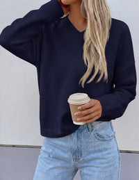PRETTYGARDEN Women's Fall Fashion V Neck Cozy Sweaters | Soft Stretchy Warm, Chunky Knit Pullover, Loose Fit Long Sleeve Tops, Dressy Casual Blouses,Trendy Holiday Winter Outfits