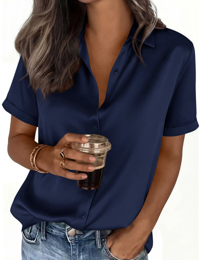 PRETTYGARDEN Women's 2026 Summer Button Down Shirts Short Sleeve Work Tops Dressy Blouses Spring Business Casual Outfits PRETTYGARDEN