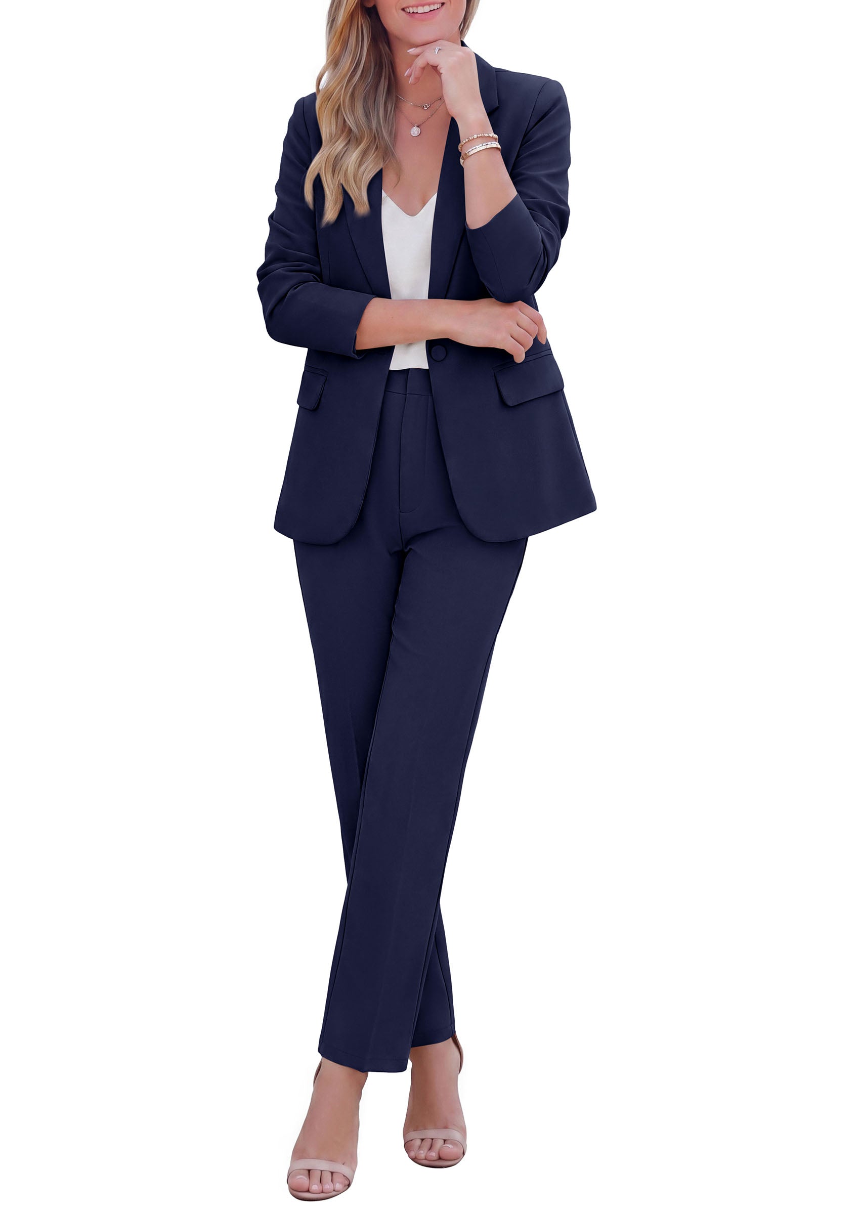 PRETTYGARDEN Two Piece Sets for Women Dressy Pant Suits | Lapel Blazer,Straight Leg Dress Pants,Professional Interview Suit Set,Business Casual Outfits,Office Work Clothes,Fall Winter