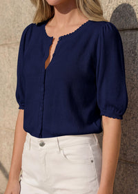 PRETTYGARDEN Puff Short Sleeve Cardigans for Women Lightweight 2026 Summer Shirts Button Up Knit Sweater Tops Spring Clothes PRETTYGARDEN