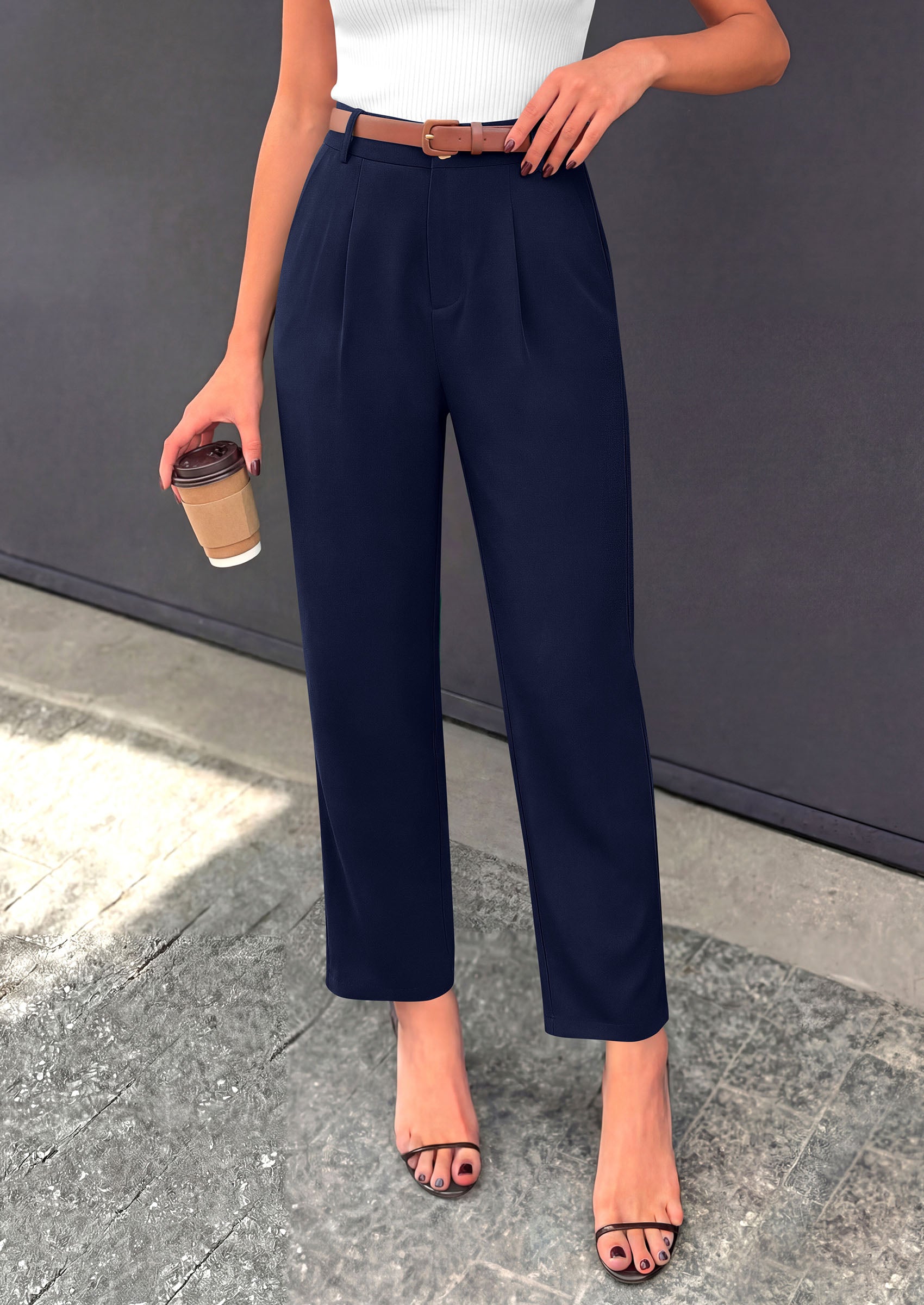 PRETTYGARDEN Womens Dress Pants Summer 2026 Work Clothes Tapered High Waisted Trousers Slacks Pockets Business Casual Outfits