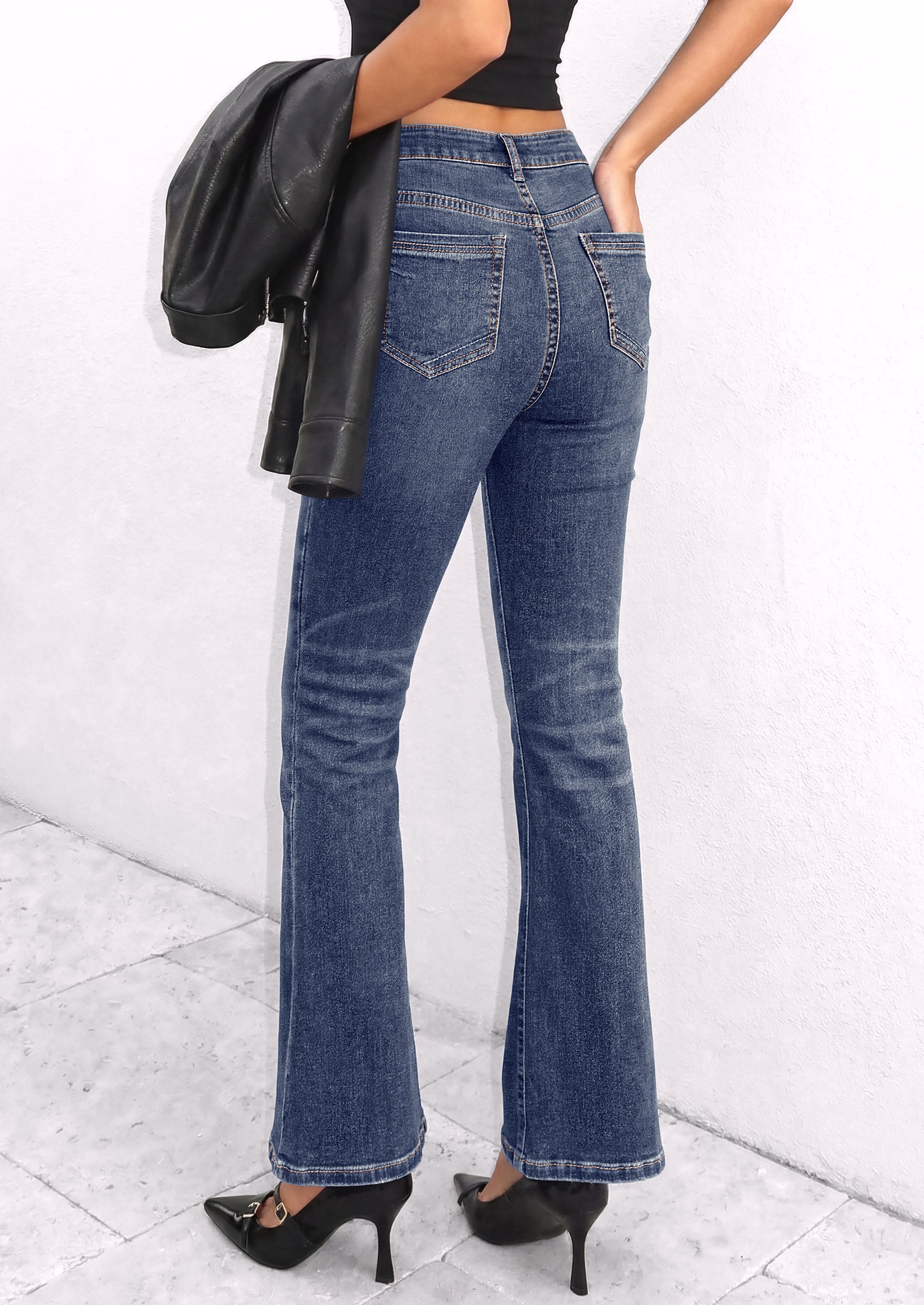 PRETTYGARDEN Womens High Waisted Flare Bell Bottom Jeans | Stretchy Trendy, High Waisted Rise, Flare Bell Bottom, Pockets, Dressy Casual Outfits, Fall Winter Fashion Clothing