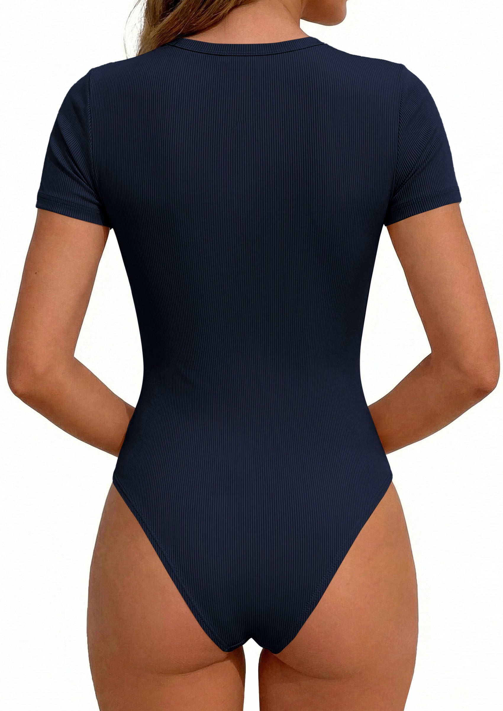 PRETTYGARDEN Body Suits for Womens Summer Tops 2026 Casual Short Sleeve Ribbed Fitted Basic Tee Shirts Spring Fashion Clothes PRETTYGARDEN