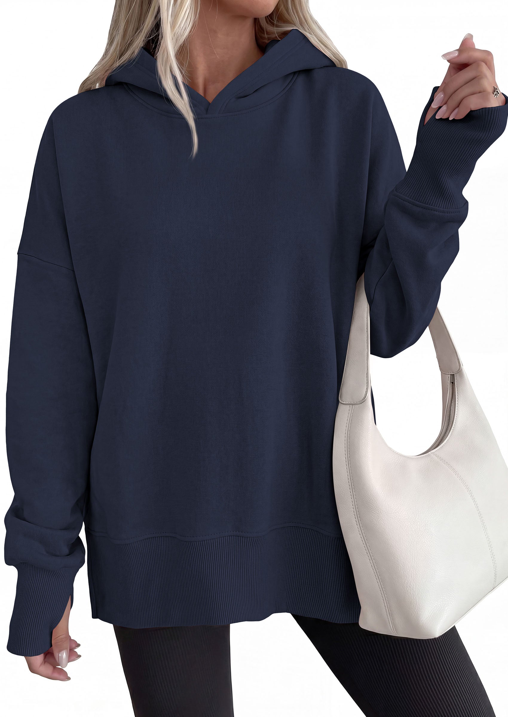 PRETTYGARDEN Womens Oversized Hoodies Side Slit Sweatshirts | Fall Fashion 2026 Trendy Outfits, Thumbholes & Unique Center Seam, Comfort Drop Shoulder Pullover, Chic Tunic for Leggings