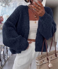PRETTYGARDEN Women's Fall Cardigan Open Front Chunky Sweaters | Cozy Stretchy Knitwear, Long Sleeve Drop Shoulder, Loose Fit Crochet Jacket, Trendy Holiday Outfits, Warm Winter Clothing