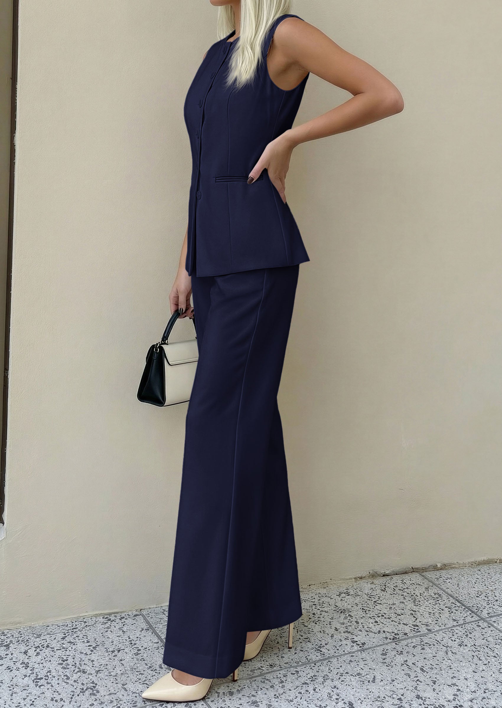 PRETTYGARDEN Women's 2 Piece Sets Summer 2026 Work Clothes Sleeveless Blazer Vest Pants Suits Spring Business Casual Outfits PRETTYGARDEN