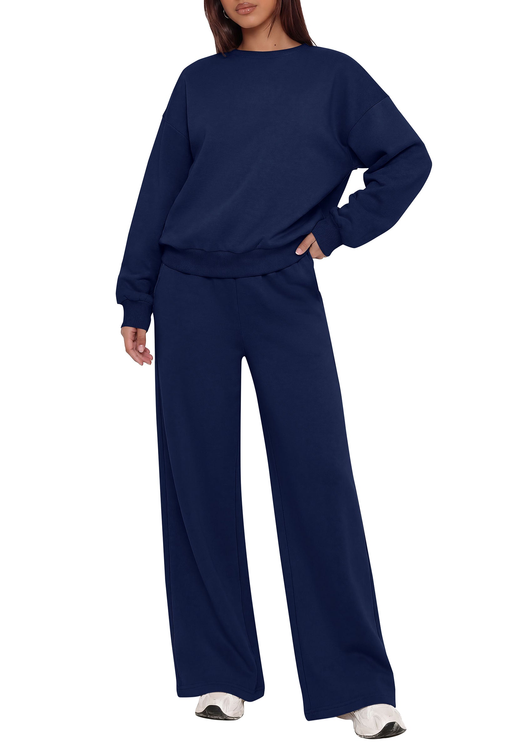 PRETTYGARDEN 2 Piece Lounge Sets for Women Casual Sweatsuits | Soft Stretchy,Drop Shoulder Crew Neck Sweatshirt & Wide Leg Pants,Workout Airport Matching Set Tracksuit,Fall Winter Outfits
