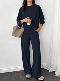 PRETTYGARDEN Womens 2 Piece Outfits Fall Sweatsuits Matching Lounge Sets  | Crewneck Long Sleeve Sweatshirt, Wide Leg Pants Sets with Pockets & Drawstring, Casual Tracksuit, Travel Airport Outfits 2026
