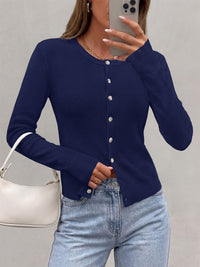 PRETTYGARDEN Fall Fitted Cardigan Sweaters for Women Button Down  | Basic Crewneck Long Sleeve Sweater Tops, Ribbed Trim, Slim Fit, Open Front, Daily Wear, Work, Date, Travel, Fashion Clothing