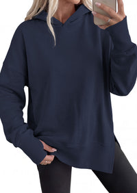 PRETTYGARDEN Womens Oversized Hoodies Side Slit Sweatshirts | Fall Fashion 2026 Trendy Outfits, Thumbholes & Unique Center Seam, Comfort Drop Shoulder Pullover, Chic Tunic for Leggings