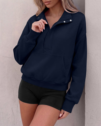 PRETTYGARDEN Womens Long Sleeve Quarter Zip Crop Sweatshirts | Mock Neck FLeece Sweatshirt, Button up Henley Neck Pullover, Relaxed Fit Cropped Tops, Casual Lounge Wear, Fall Outfits 2026
