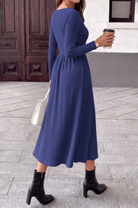 PRETTYGARDEN Women Casual Cowl Neck Long Sleeve Midi Dress
