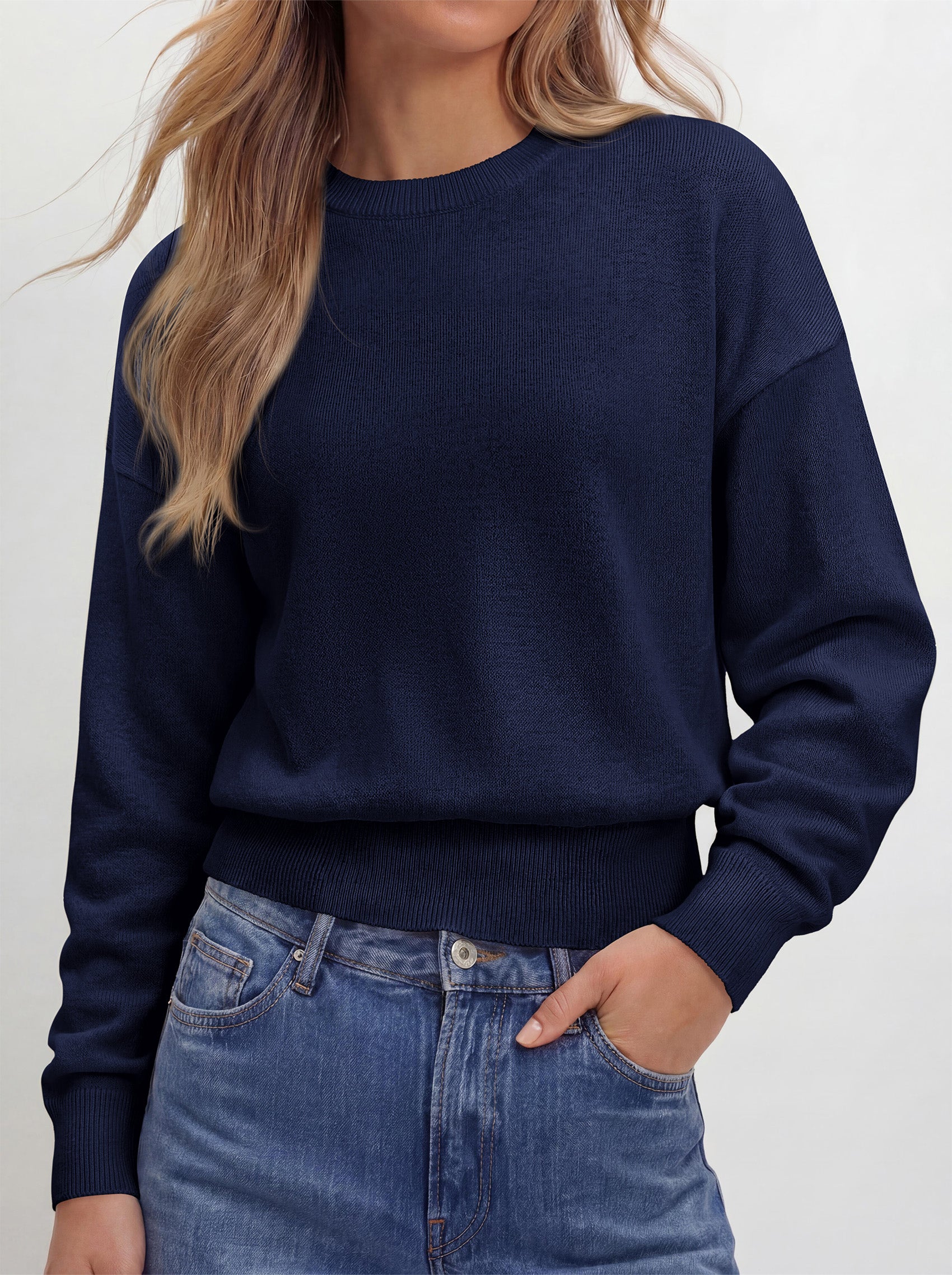 PRETTYGARDEN Womens Crewneck Long Sleeve Fall Sweaters  | Cinched Waist, Loose Fit, Knit Pullover Tops, Ribbed Hem, Basic Work Sweaters, Trendy Fall Outfits, Winter Layering Clothing