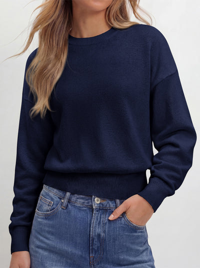PRETTYGARDEN Womens Crewneck Long Sleeve Fall Sweaters  | Cinched Waist, Loose Fit, Knit Pullover Tops, Ribbed Hem, Basic Work Sweaters, Trendy Fall Outfits, Winter Layering Clothing