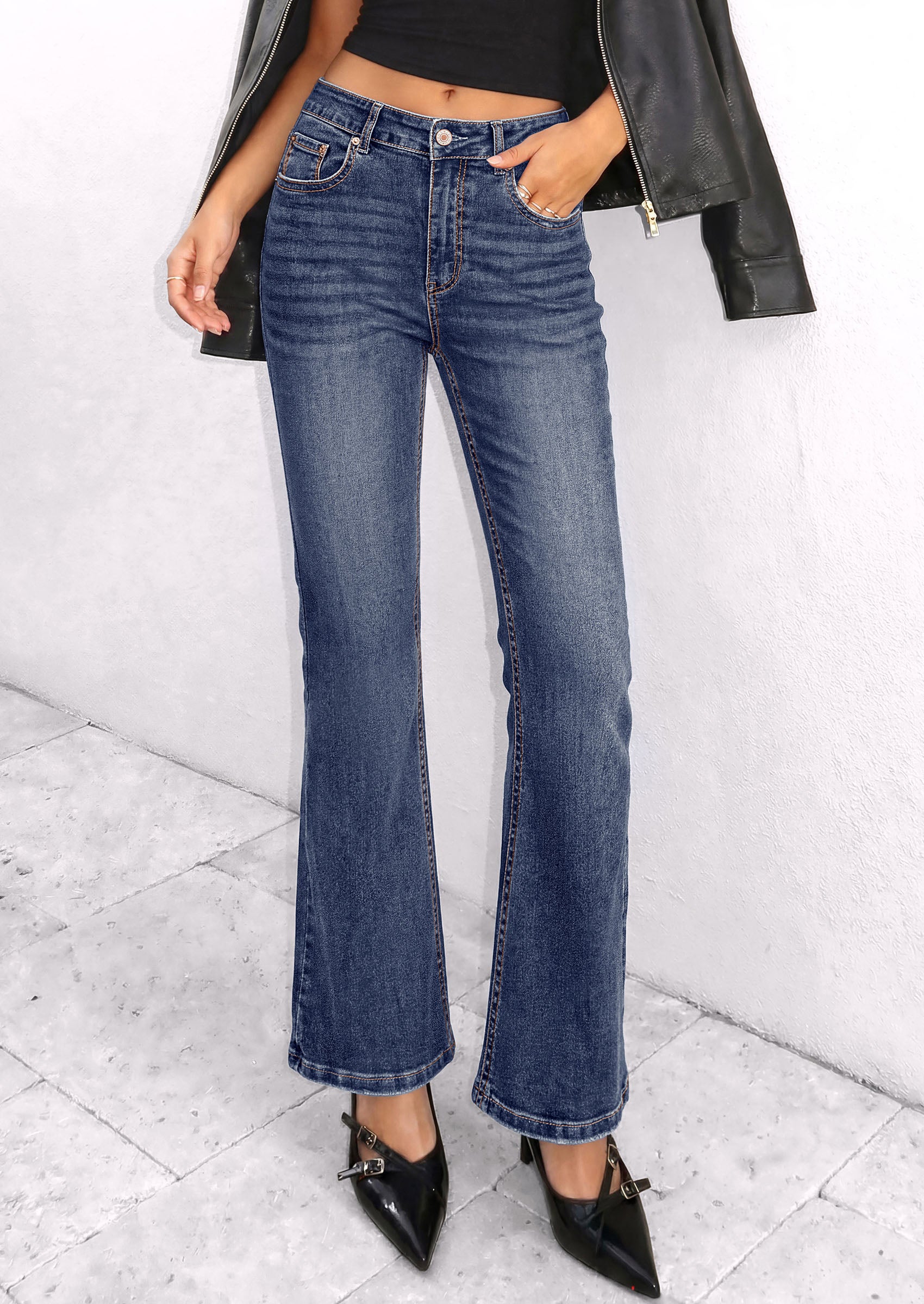 PRETTYGARDEN Womens High Waisted Flare Bell Bottom Jeans | Stretchy Trendy, High Waisted Rise, Flare Bell Bottom, Pockets, Dressy Casual Outfits, Fall Winter Fashion Clothing