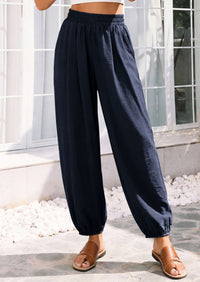 PRETTYGARDEN Womens 2026 Summer Casual Pants High Waisted Loose Wide Leg Palazzo Pockets Lounge Beach Travel Trousers Outfits