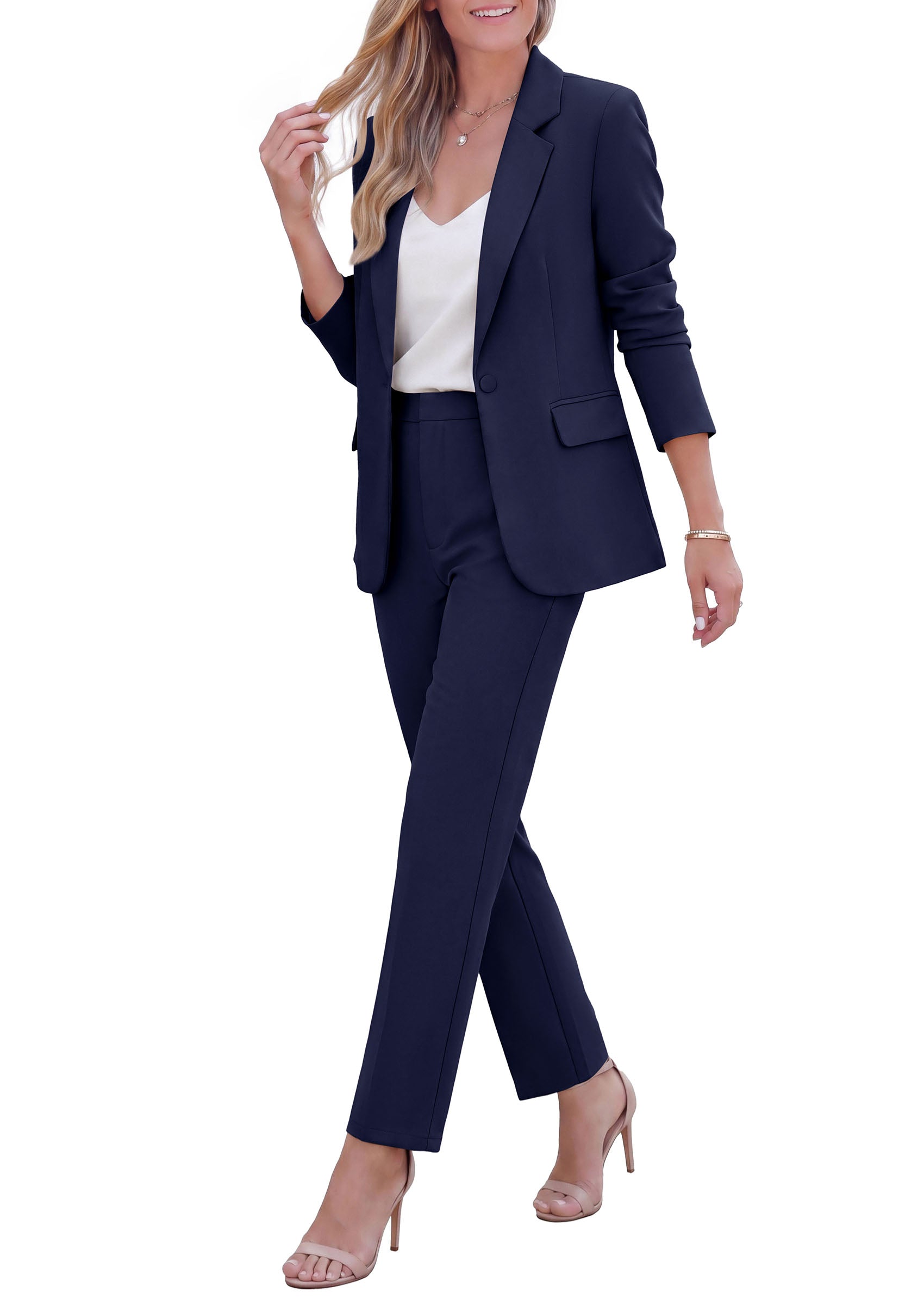 PRETTYGARDEN Two Piece Sets for Women Dressy Pant Suits | Lapel Blazer,Straight Leg Dress Pants,Professional Interview Suit Set,Business Casual Outfits,Office Work Clothes,Fall Winter