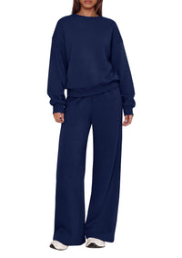 PRETTYGARDEN 2 Piece Lounge Sets for Women Casual Sweatsuits | Soft Stretchy,Drop Shoulder Crew Neck Sweatshirt & Wide Leg Pants,Workout Airport Matching Set Tracksuit,Fall Winter Outfits