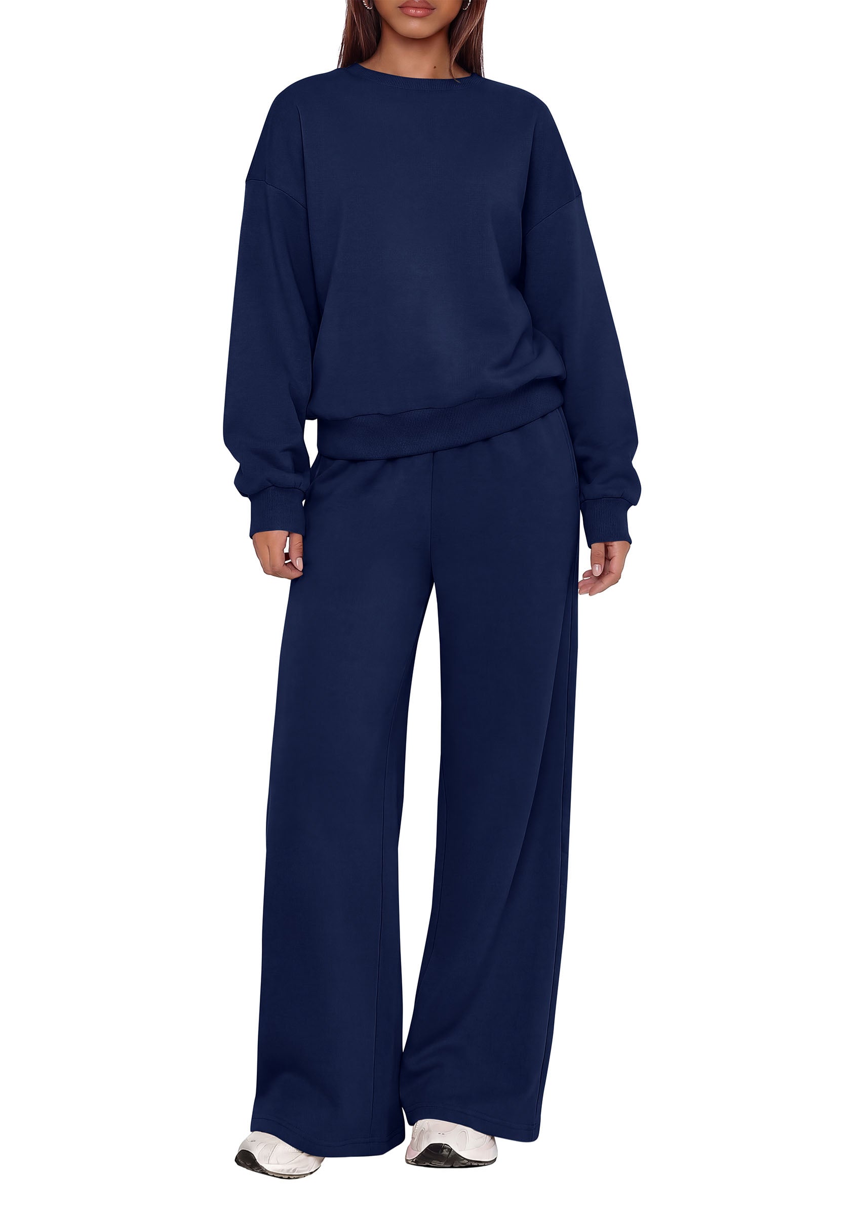 PRETTYGARDEN 2 Piece Lounge Sets for Women Casual Sweatsuits | Soft Stretchy,Drop Shoulder Crew Neck Sweatshirt & Wide Leg Pants,Workout Airport Matching Set Tracksuit,Fall Winter Outfits