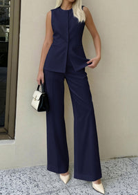 PRETTYGARDEN Women's 2 Piece Sets Summer 2026 Work Clothes Sleeveless Blazer Vest Pants Suits Spring Business Casual Outfits PRETTYGARDEN