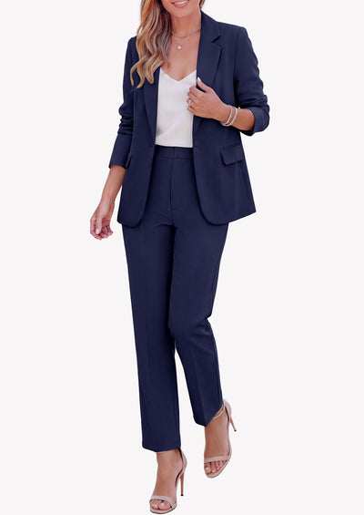 PRETTYGARDEN Two Piece Sets for Women Dressy Pant Suits | Lapel Blazer,Straight Leg Dress Pants,Professional Interview Suit Set,Business Casual Outfits,Office Work Clothes,Fall Winter