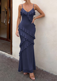 PRETTYGARDEN Women 2026 Wedding Guest Cocktail Maxi Dress Spaghetti Strap Sleeveless V Neck Bodycon Mesh Party Summer Outfits
