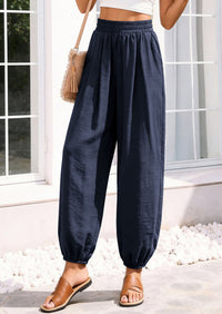PRETTYGARDEN Womens 2026 Summer Casual Pants High Waisted Loose Wide Leg Palazzo Pockets Lounge Beach Travel Trousers Outfits