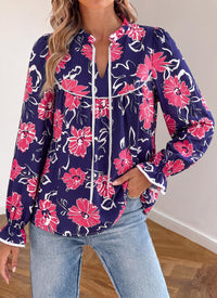 PRETTYGARDEN Women Boho Floral Babydoll Tunic Top