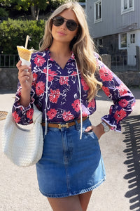 PRETTYGARDEN Women Boho Floral Babydoll Tunic Top